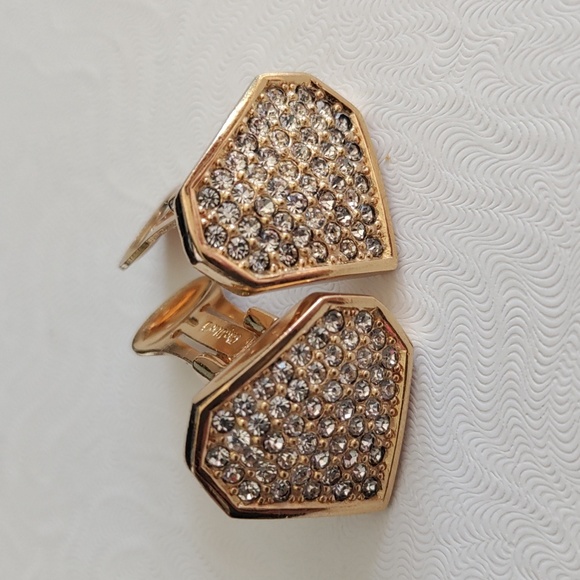 Christian Dior Gold Plated And Crystal Clip On Earrings